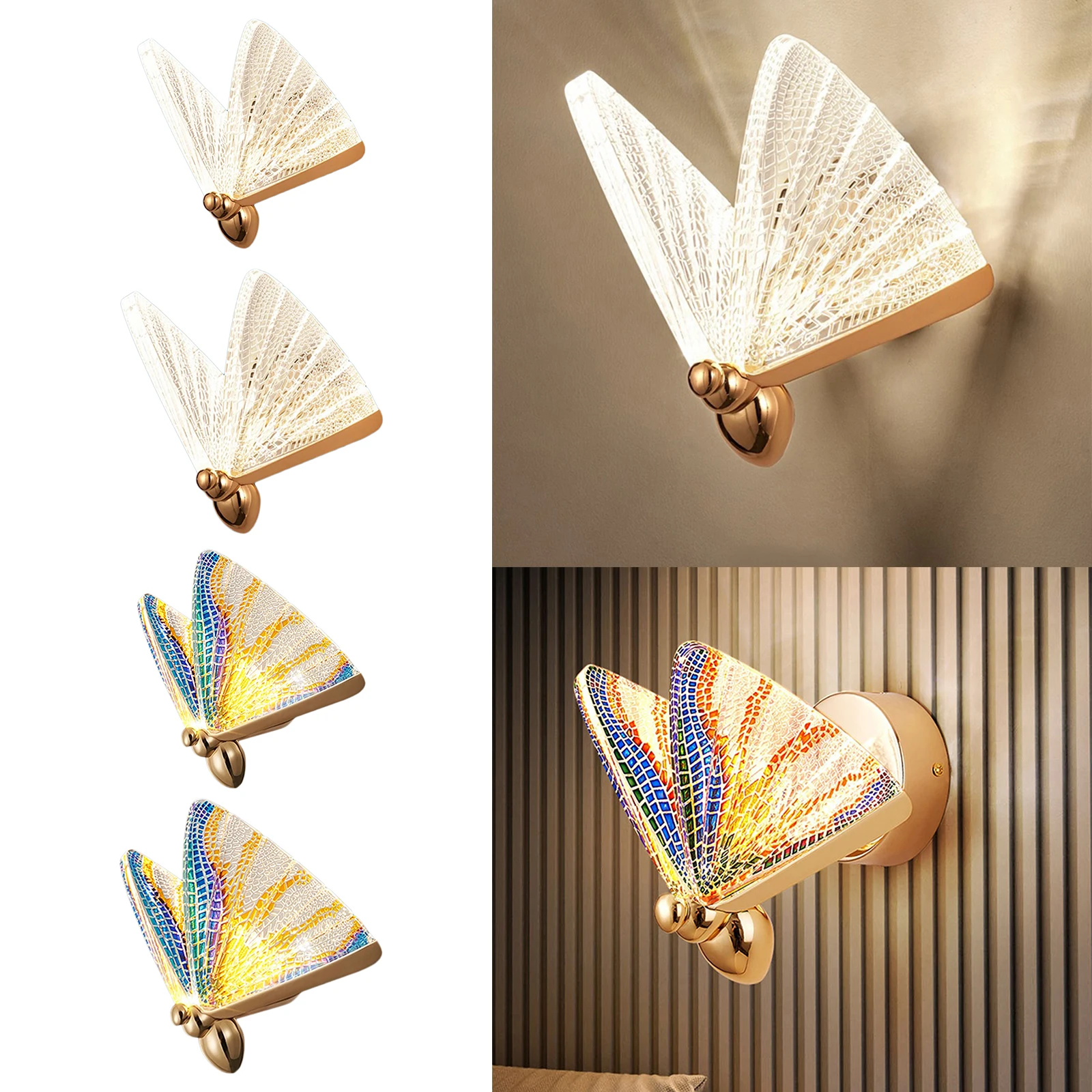 

Modern Decorative Butterfly Wall Light Bedroom Bedside Sconce Lighting Fixture Porch Corridor Wall Night Lights Decoration