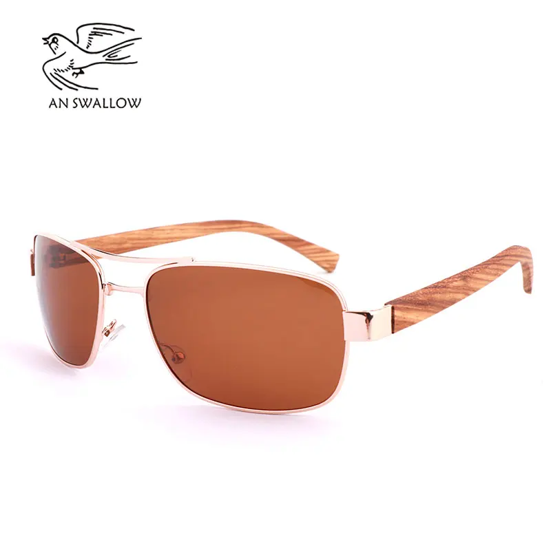 Оригинальные новые модные ретро деревянные солнцезащитные очки с металлической