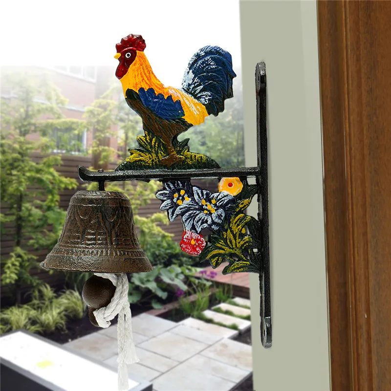 

Door Bell Vintage Retro Style Metal Cast Iron Rooster Wall Mounted Home Garden Decor Access Control For Home For Remind