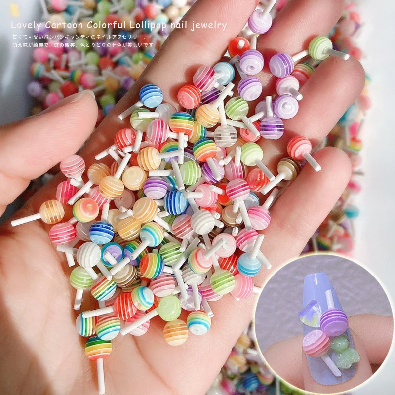 

5 Pcs/pack Colorful 3D Simulation Lollipop Nail Art Decorations Lovely Cartoon Candy Manicure Accessories Wholesale Dropshipping