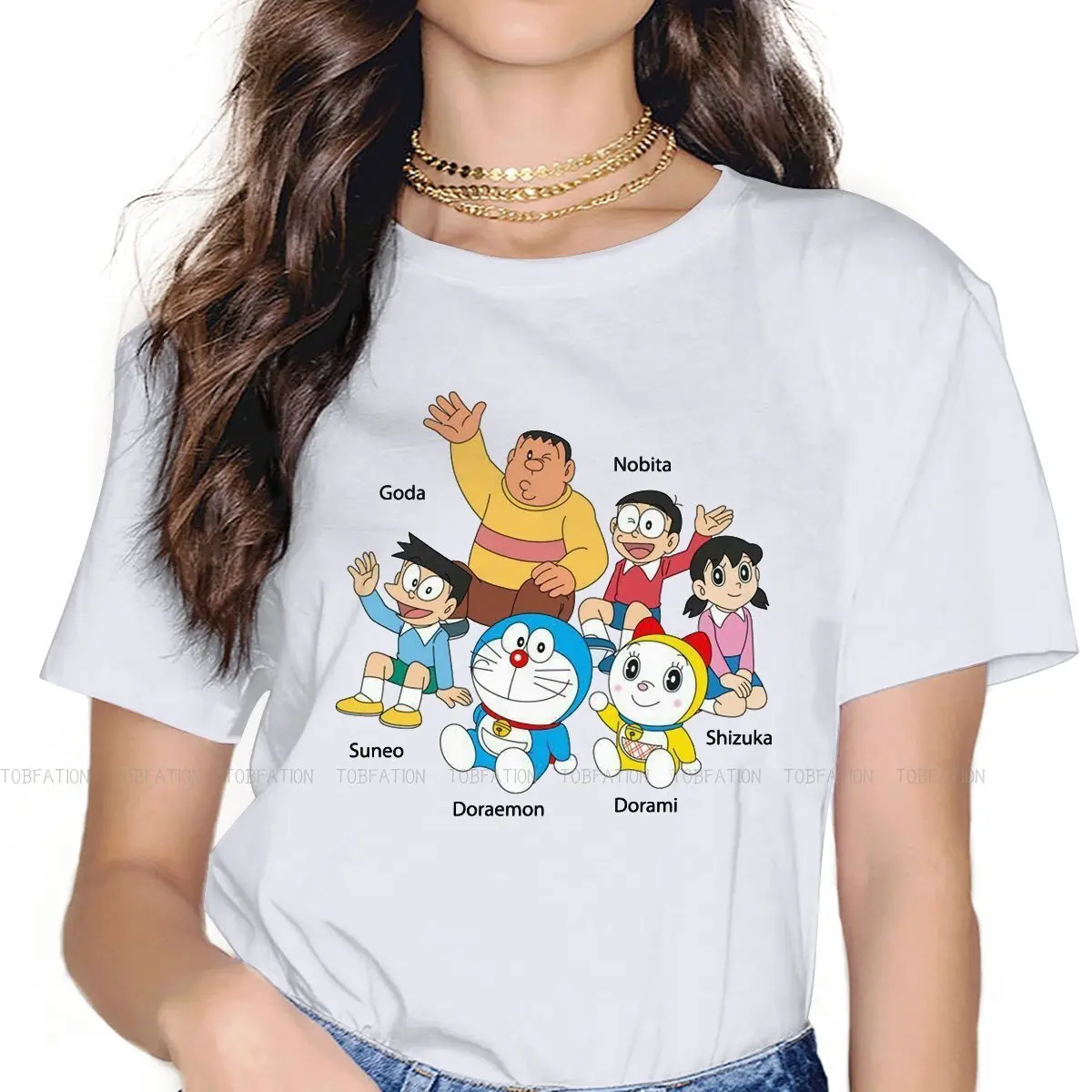 

Свинцовые персонажи женская одежда Doraemon Kawaii робот кошка манга Большой корейский стилет-рубашка Kawaii винтажные женские блузы