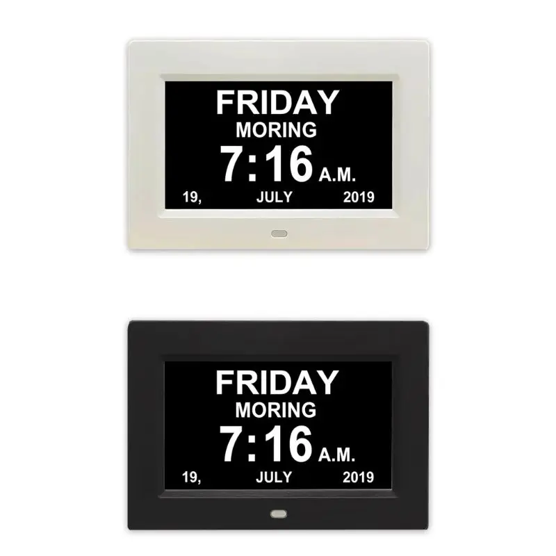 

7 "Inch Digital Clock Calendar with Oversized Font Date Day Reminder for Elderly and Children Auto Dimming 9 Languages