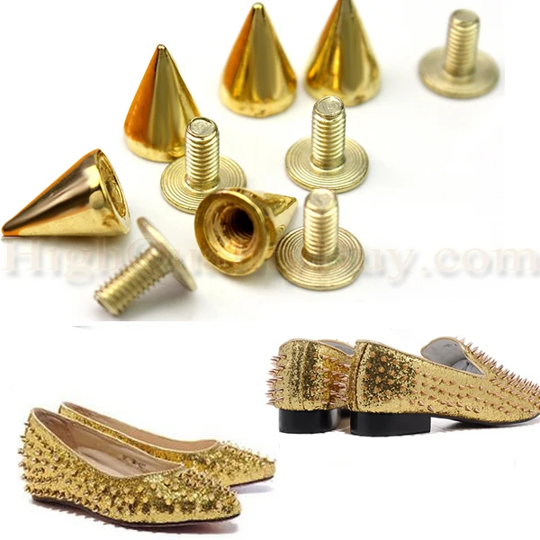 100 шт. золотистые шипы конусные шпильки и сделай сам для одежды кожевенного