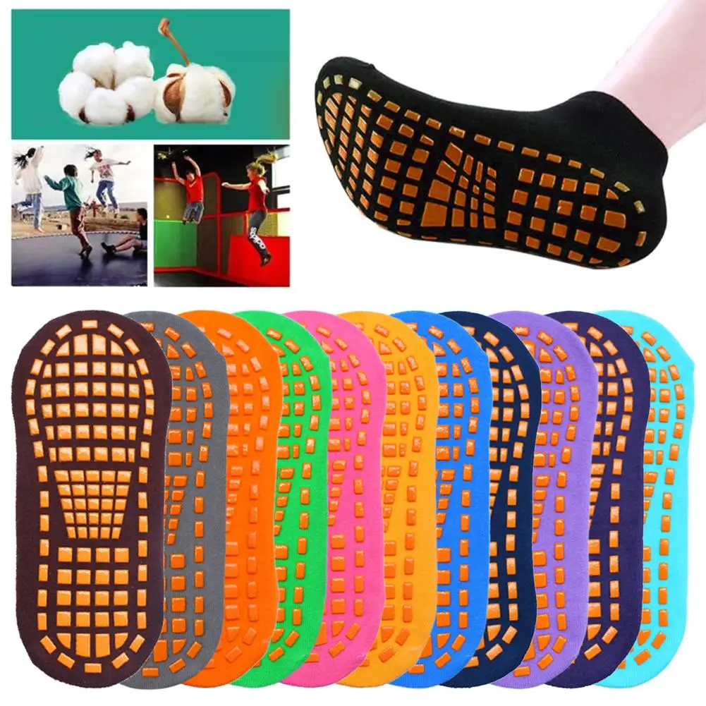

1 Pair Unisex Adult Sport Socks Anti Skid Yoga Trampoline Playground Sports Breathable Cotton Floor Socks