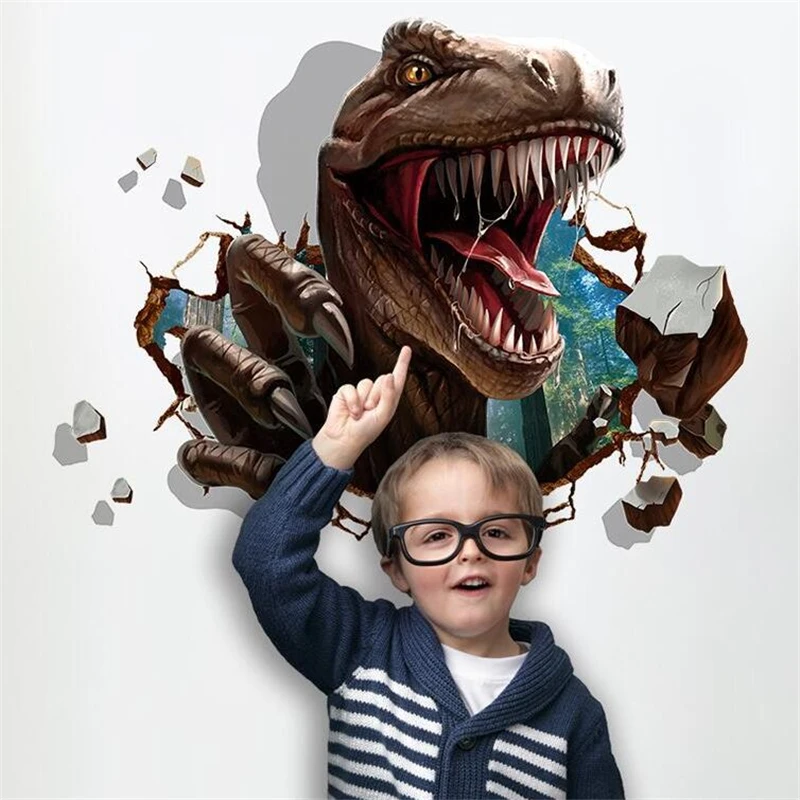 3D Динозавр разбитая Наклейка на стену гостиная спальня фон украшение