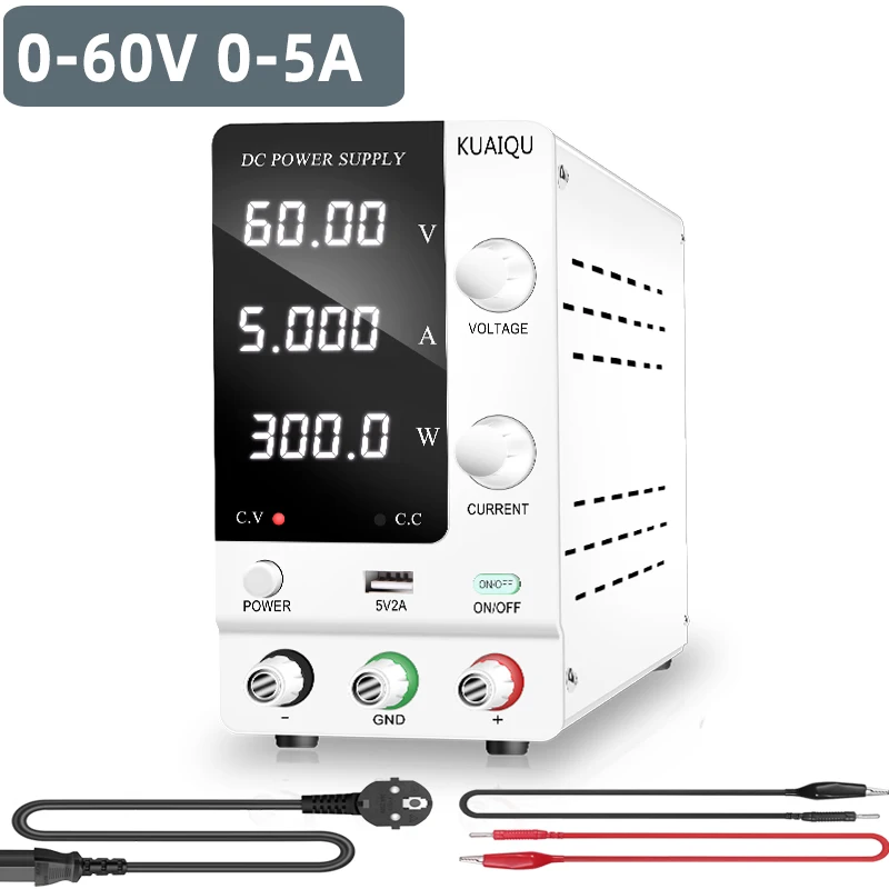 

KUAIQU DC Power Supply Adjustable Digit Display Laboratory Colorful Screen Switching Power Supply With Voltage Regulator 30V 5A