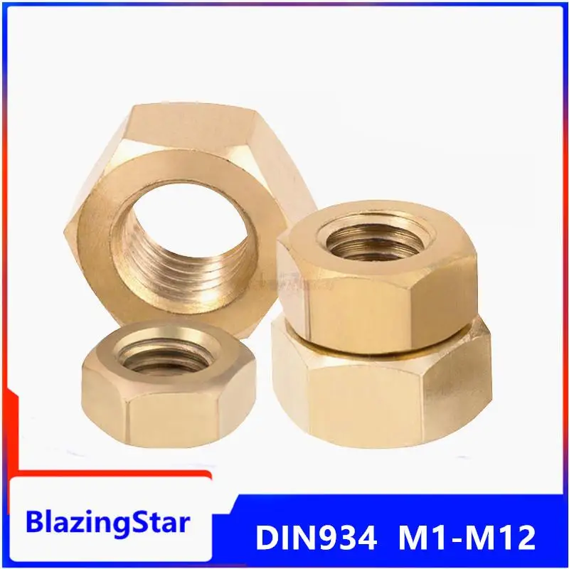 5/10/20/50/100 шт. DIN934 твердая латунь медь Шестигранная гайка для M1 M1.2 M1.4 M1.6 M2 M2 M2 M2 2,5 дюйма винтовой болт