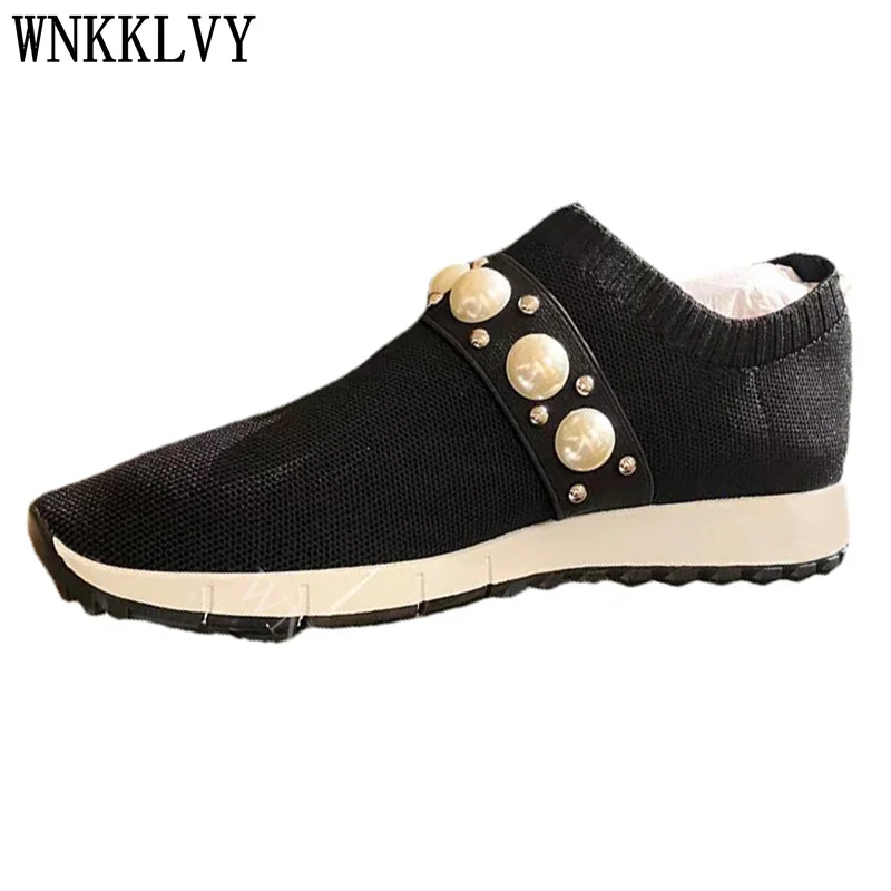 

Туфли женские повседневные на плоской подошве, плетеная пряжа, толстая подошва, круглый носок, украшение из жемчуга, удобные дышащие, для пр...