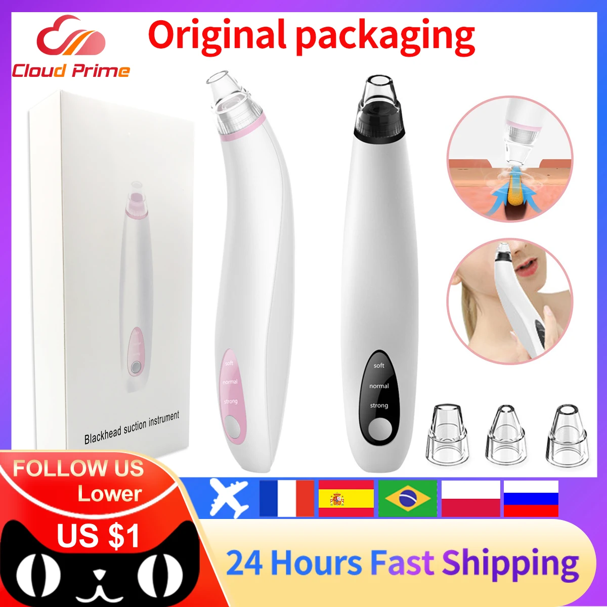 

Прибор для удаления черных точек на лице, Электрический Очиститель пор, вакуумный прибор для очистки пор и удаления черных точек и акне, инс...