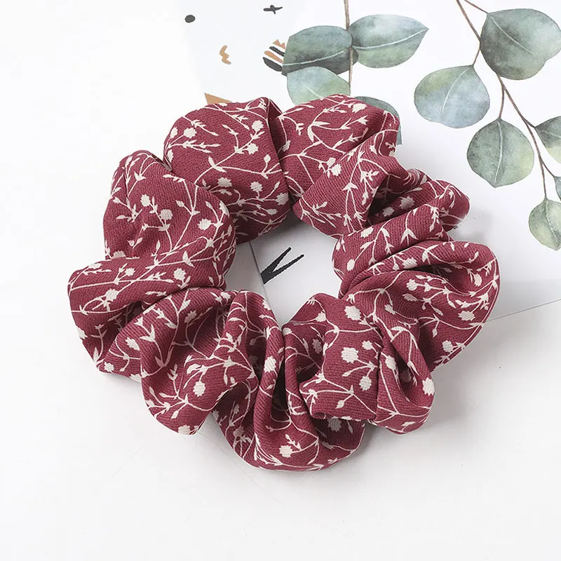 

1PC Floral Scrunchies Women Striped Hair Ties Boho Elastic Hair Band women Hair Ring Rope Girls Ponytail holder headwear