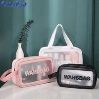onuobao transparent tote wash bag pu cosmetic bag large capacity waterproof toiletry storage bag portable travel wahsbag