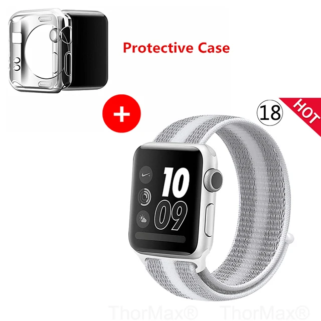 Нейлоновый спортивный бесшовный ремешок для наручных часов iwatch, 4 цвета, в полоску, легкий мягкий сплетенный ремешок для наручных часов Apple Watch 4 серии 3/2/1 38 мм 42 мм 40 мм 44 мм - Цвет ремешка: 18-white stripe