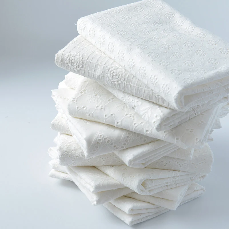 Вышитая кружевная ткань Водорастворимая 100% хлопковая маленькая Цветочная