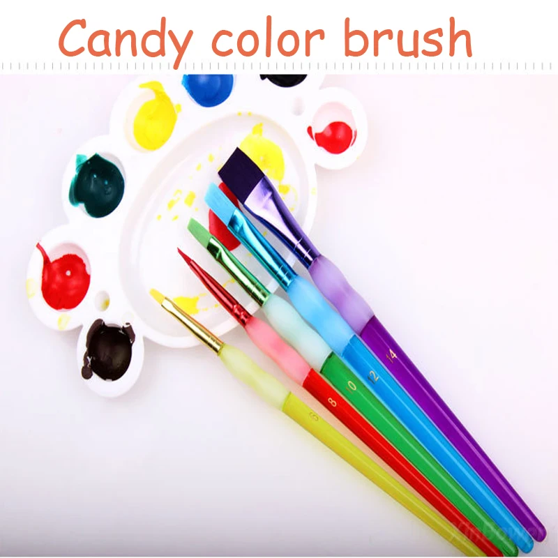 5 шт./компл. Красочные разных Форма Краски кисти и закруглёнными концами