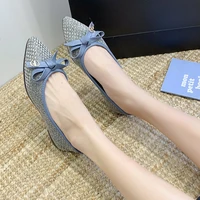 women casual flat shoes peas shoes spring summer brand fashion pointed toe shoes bowknot ballet party outdoor black blue shoes