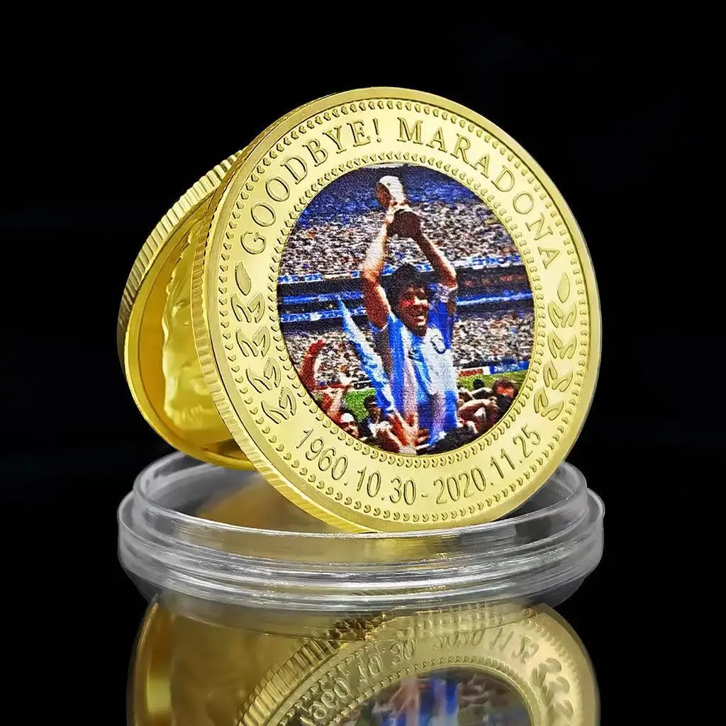 Европейский Король футбола Марадона позолоченная памятная монета Аргентина