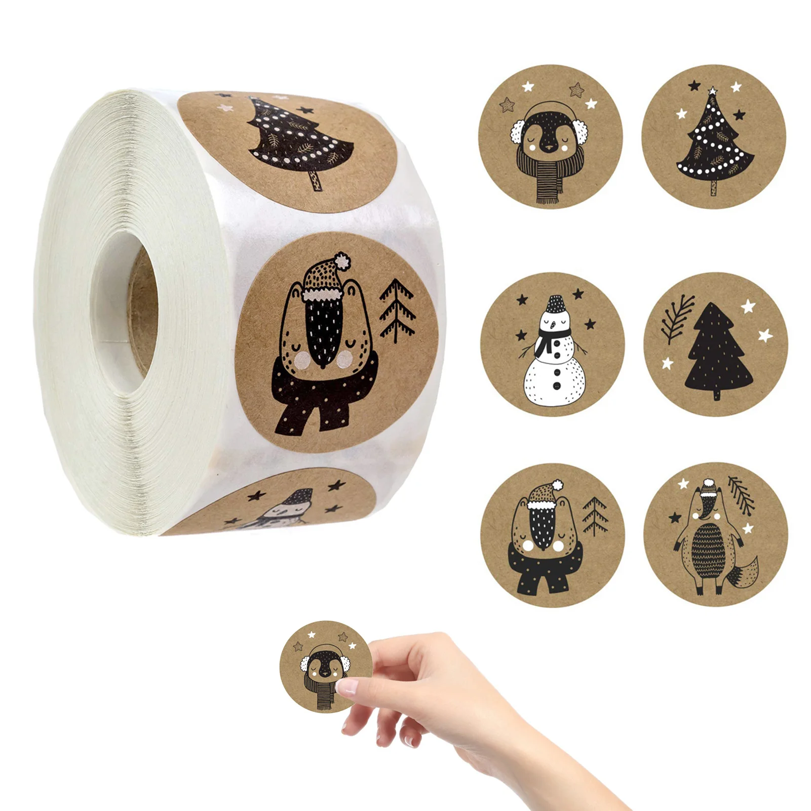 

1 Roll Christmas 1 Inch Self-adhesive Sticker Labels Christmas Gift Decoration Sticker For Package Stationery Sticker Present