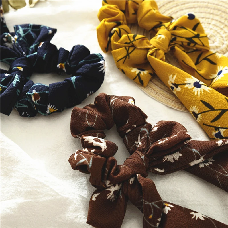 Шифоновый бант Маргаритка цветочный конский хвост резинки для волос растяжки