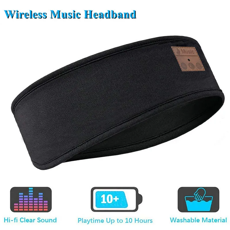 Women Wireless Music Eye Mask Bluetooth-compatible Sleeping Earphone Man Smart Sport Headband Headset with Mic Yoga Hair Bands | Спорт и