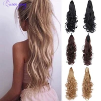 queenyang synthetic long curly pony tail hair extension black brown fake hair ponytail hairpiece tail hair extensions for women