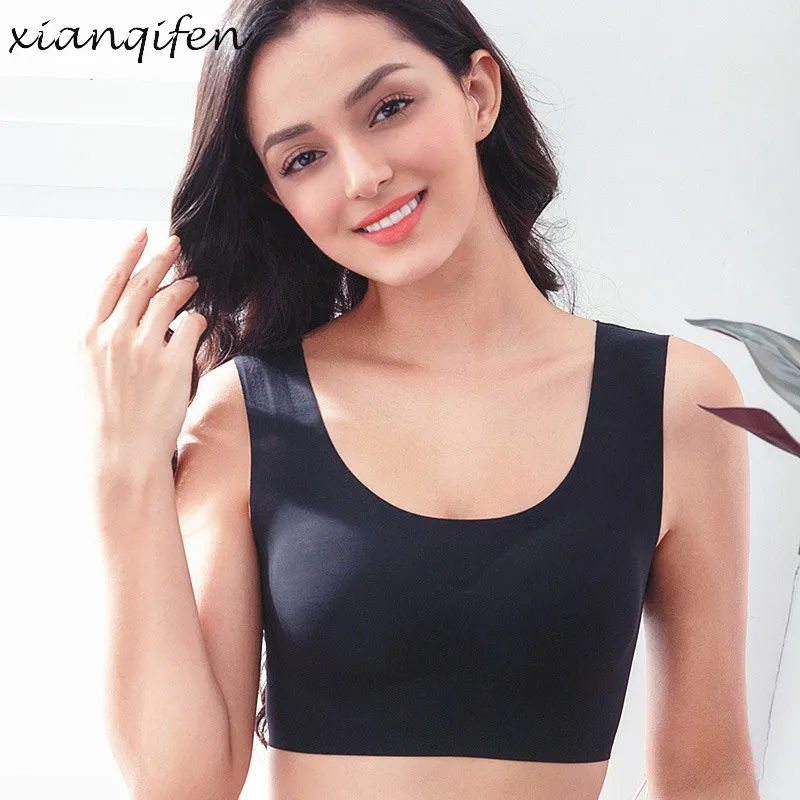 Xianqifen seamless beauty back bras for women vest padded sleep bralette sports brassiere girl top bh M L 7XL plus size intimate
