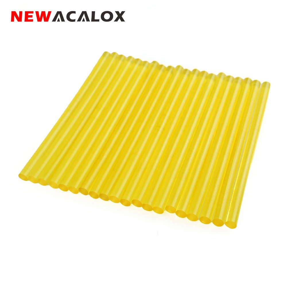 NEWACALOX 20 шт., 7 мм, желтые клеевые палочки для горячего расплава, клеящиеся автомобильные аудио Инструменты для ремонта рукоделия, 7 мм, мини клеевой пистолет, клеевые палочки