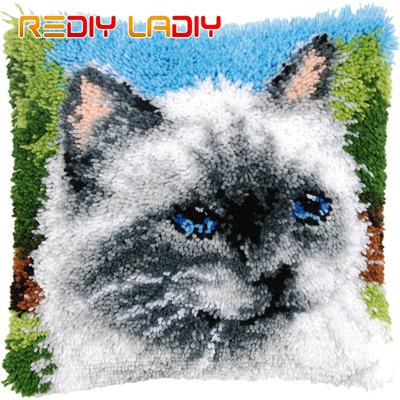 DIY Latch Hook Cushion Moon Cats Pillow Case Crochet Hobby & Crafts Acrylic Yarn for Embroidery Cushion Cover Sofa Bed Pillow