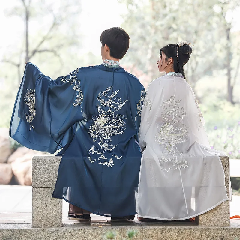 Men Hanfu Traditional Dance Costumes Women Chinese Dragon Print Folk Performance Clothing Oriental Festival Outfit BL4046 | Тематическая