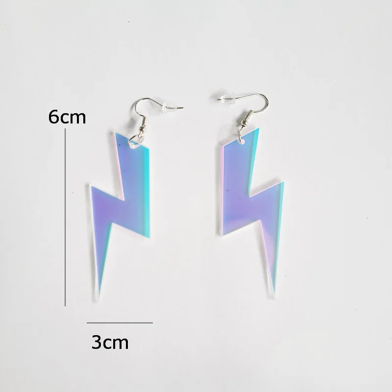 

2021 Exaggerated Colorful Laser Color-changing Acrylic Hollow Pentagram Love Lightning Pentagram Round Earrings fashion jewelry