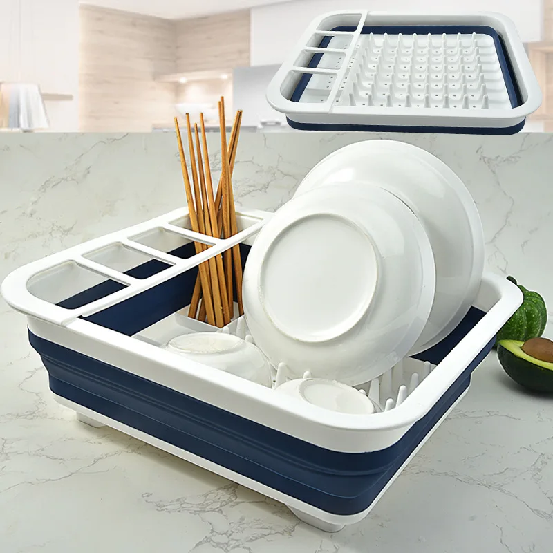 

Multifunction Kitchen Storage Organization Folding Drain Bowl Rack Kitchen Dish Drainer Cup Holder Cutlery Storage Holders