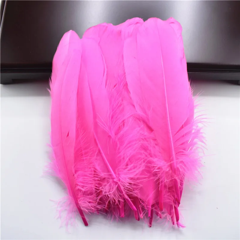 Hot Pink Жесткий полюс, натуральные гусиные перья для рукоделия, 5-7 дюймов/13-18 см, самодельные ювелирные изделия, перо, свадебное украшение для дома - Цвет: Hot Pink
