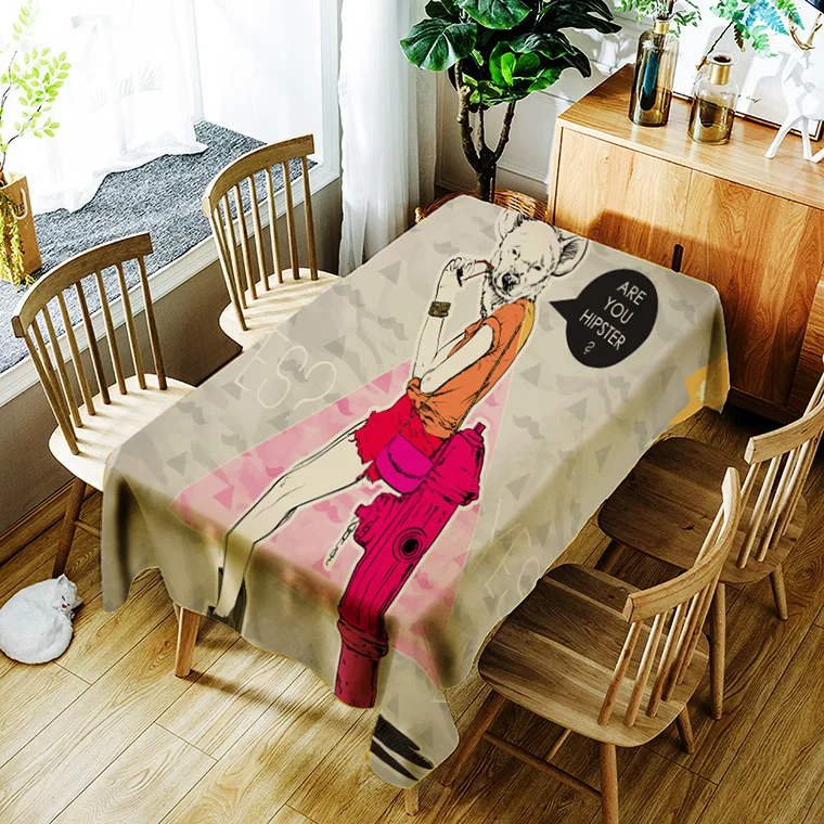 

Printed anthropomorphic cartoon washable decorative household waterproof tablecloth