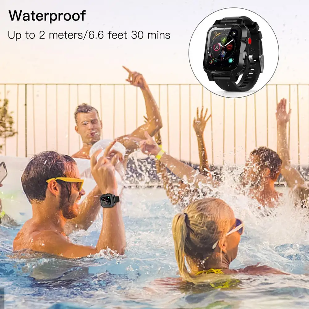 Водонепроницаемый ремешок SHELLBOX для Apple Watch Series 3 42 мм 44 38 чехол с силиконовым