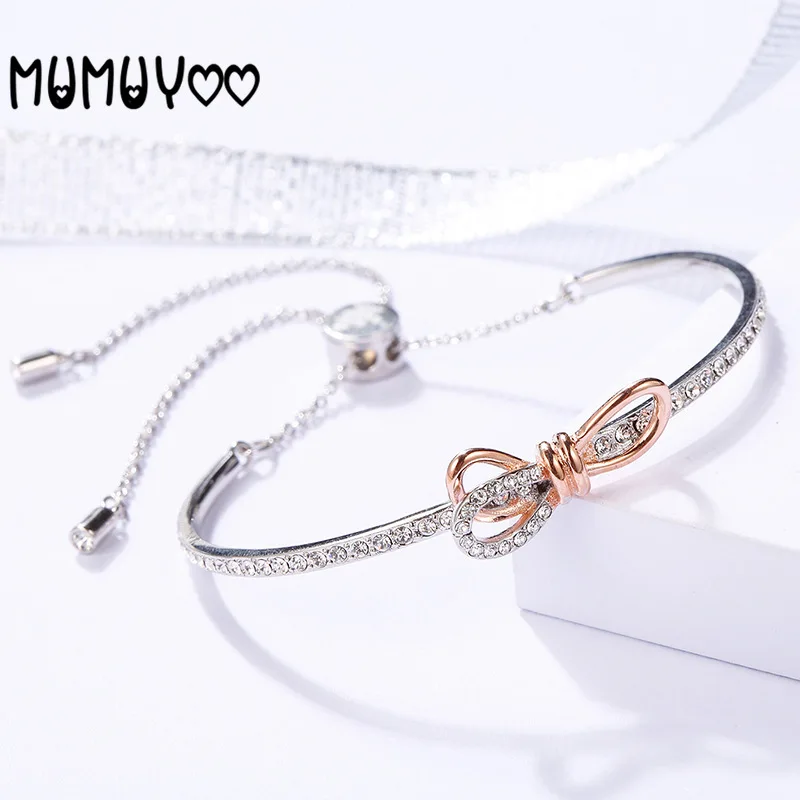 

SWA Fashion Jewelry High Quality Romantic Charm Cute Bow Bracelet Crystal Female Bracelet Jewelry Female Gift