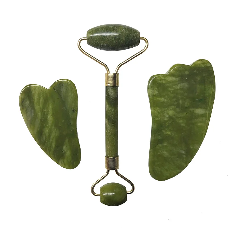 

Natural Beauty Massage Relaxation Tool GuaSha Scraper Healthcare Gift Lifting Muscle Face Jade Massager Xiu Yu Stone Roller Set