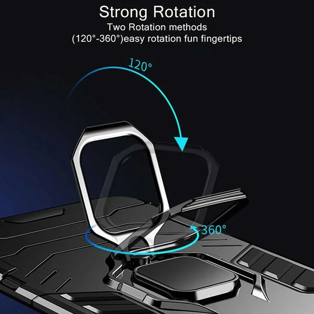 50Pcs Phone Case For Apple iPhone 11 Pro Max XS XR X 8 7 6 6S Plus SE 5 5S 360 Degree Rotate Magnetic Ring Holder Armor Cover |