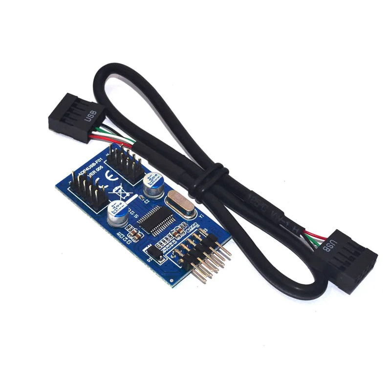 Motherboard 9Pin USB Header to 2 Male Adapter Card USB2.0 Dual Connector Splitter | Компьютеры и офис