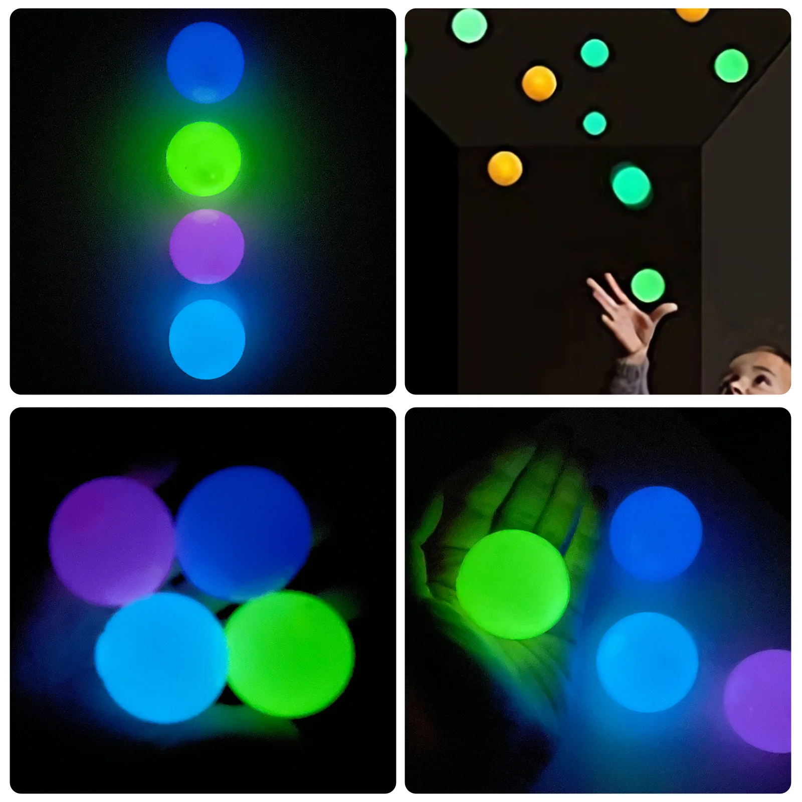 

6 Pcs Luminous Wall Target Ball Sucker Sticky Decompression Toys for Kid Teen Adult Colorful TPR Toy Balls Color Random