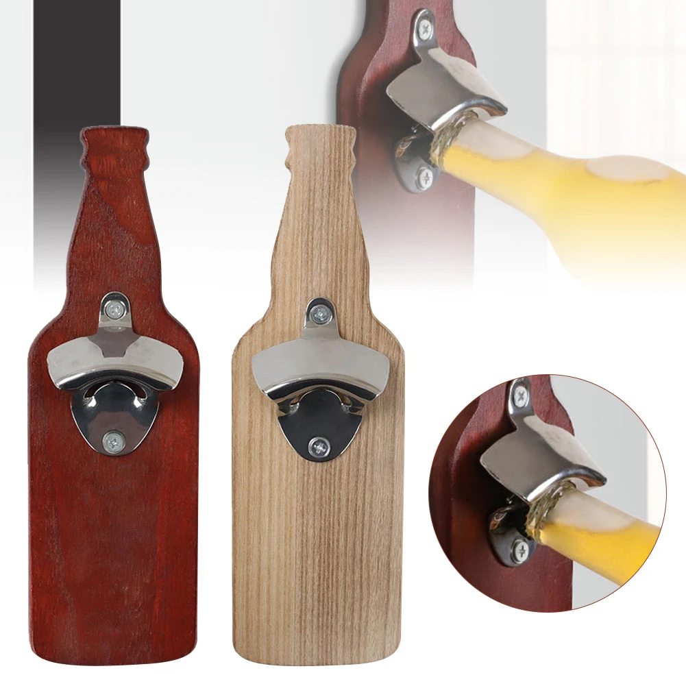 

Wooden Beer Bottle Opener Strong Magnetic for Fridge Mount Home Kitchen Decoration