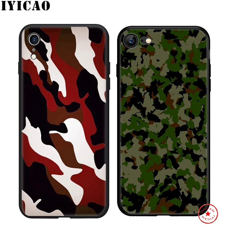 IYICAO мягкий чехол для телефона с камуфляжным узором iPhone 11 Pro XR X XS Max 6 6S 7 8 Plus 5 5S SE