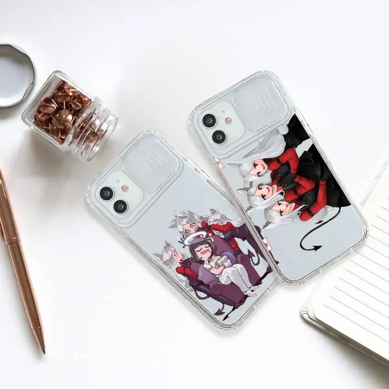 

Three girls helltaker game Phone Case transparent For iPhone 7 8 11 12 X XS XR MINI Pro Max Plus Slide Camera Lens Protect coque