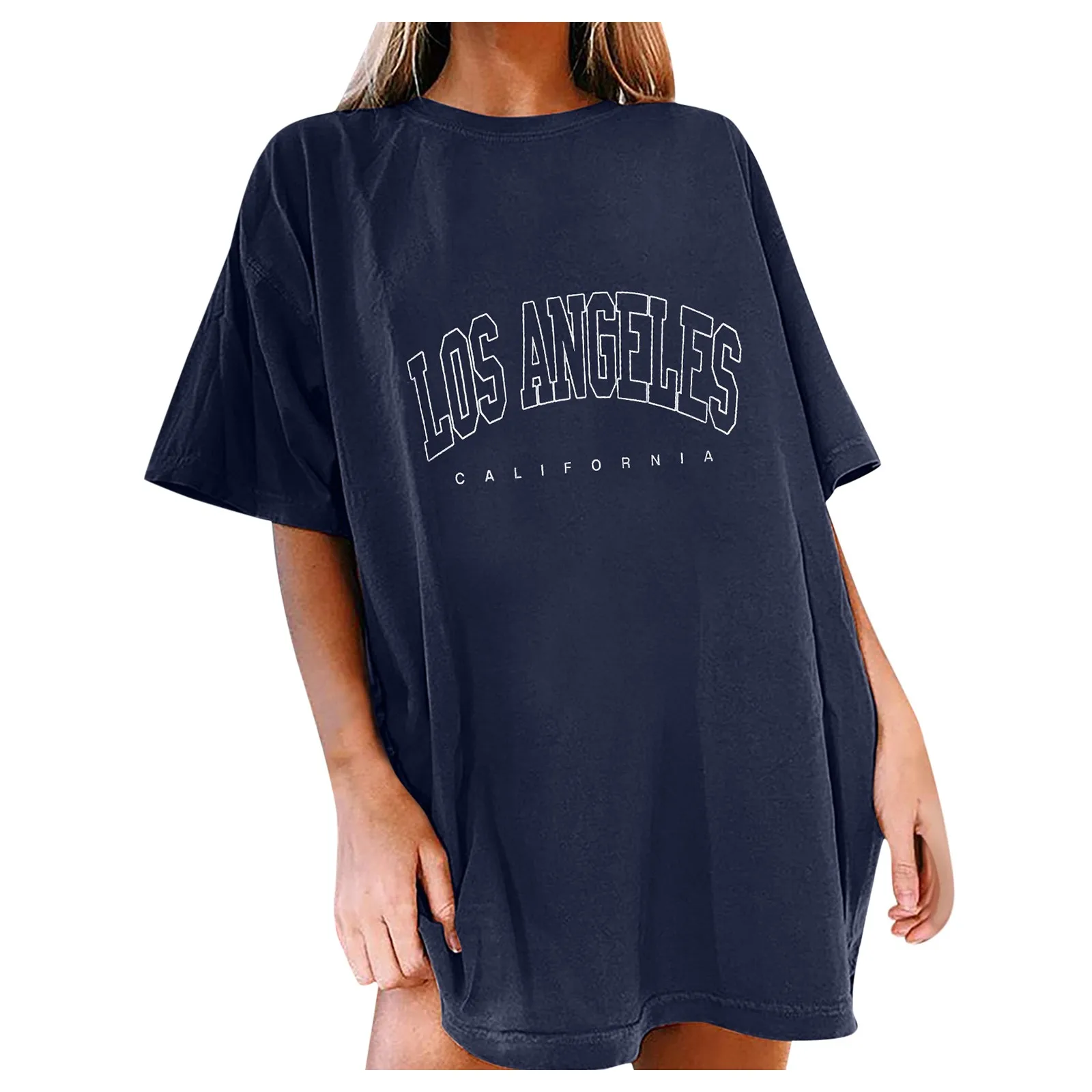 

Женская футболка с коротким рукавом, футболка большого размера с принтом букв Харадзюку и Лос-Анджелеса, лето 2022