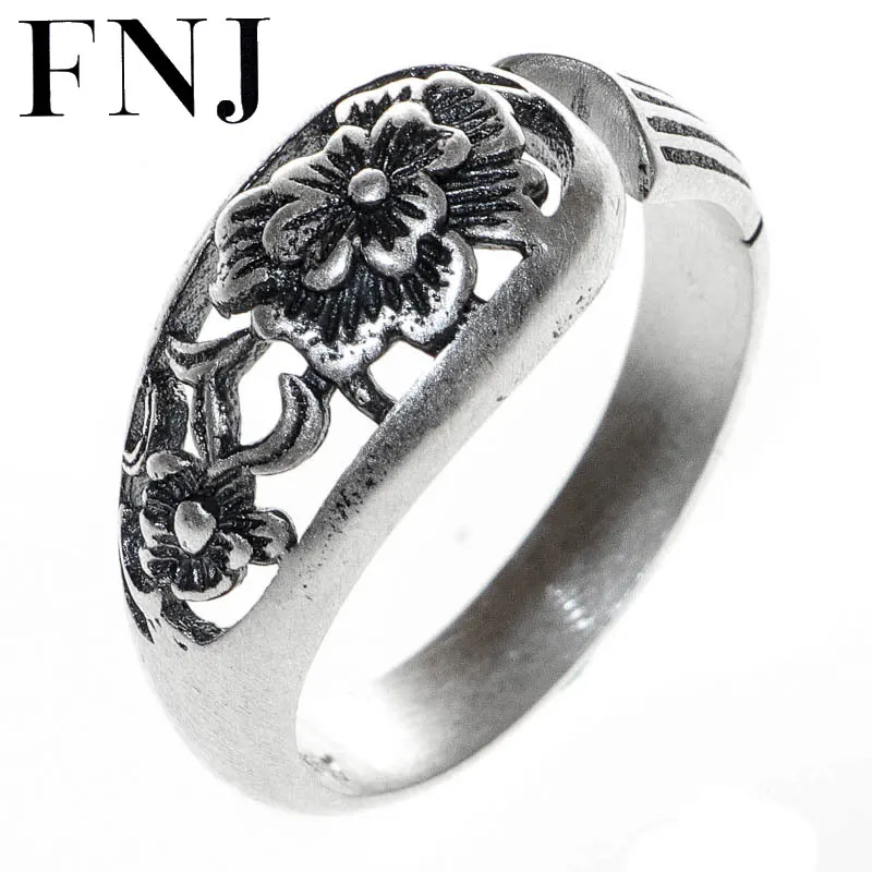 Серебряное кольцо с цветком FNJ в стиле панк|thai silver ring|925 sterling ringsterling rings |