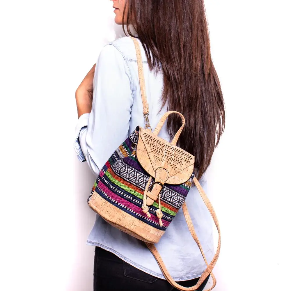 Пробковая лазерная резка красочный текстильный рюкзак для девочек OY 002|Женские