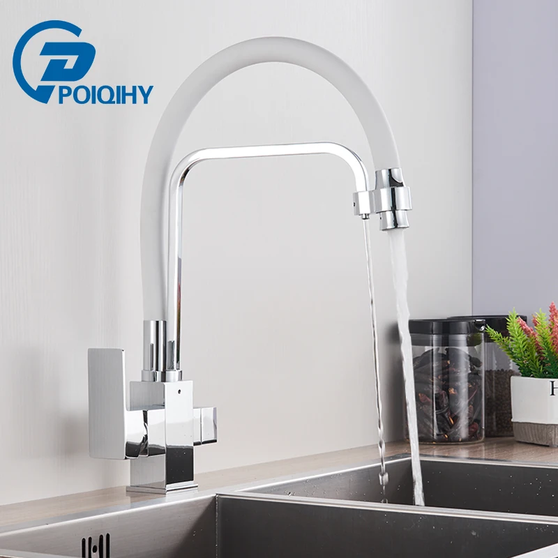 Filter Pure Water Kitchen Faucet Pull Down Purification Filtered Kitchen Faucets Crane Dual Handle Dual Spout Hot Cold Mixer Tap