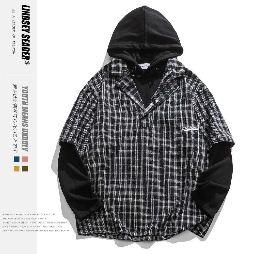 Женские полосатые клетчатые накладные толстовки из двух частей повседневный