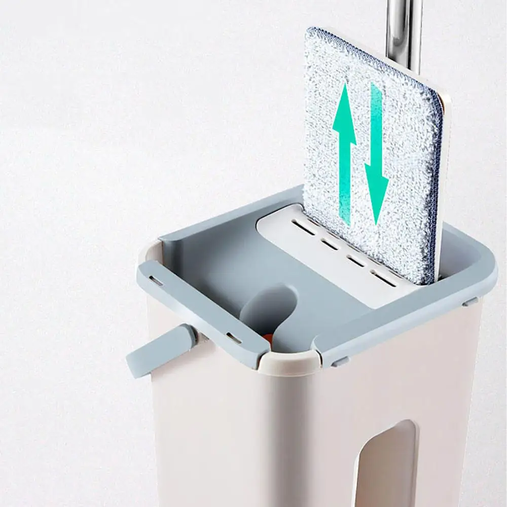 Flat Squeeze Magic Automatic Folding Mop Bucket Avoid Hand Washing Microfiber Cleaning Cloth Kitchen Wooden Floor Lazy | Дом и сад