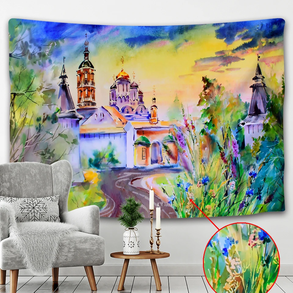 Psychedelic настенный гобелен для украшения дома ковер Замок Мандала колдовство хиппи