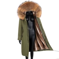 2021 winter parka women detachable real fur coat natural real fox fur collar loose x long parka big fur outerwear