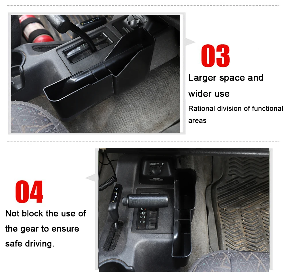Для Jeep Wrangler TJ 1997-2006 аксессуары для салона автомобиля коробка для хранения передач Органайзер/боковой карман органайзер ABS черные наклейки для автомобиля